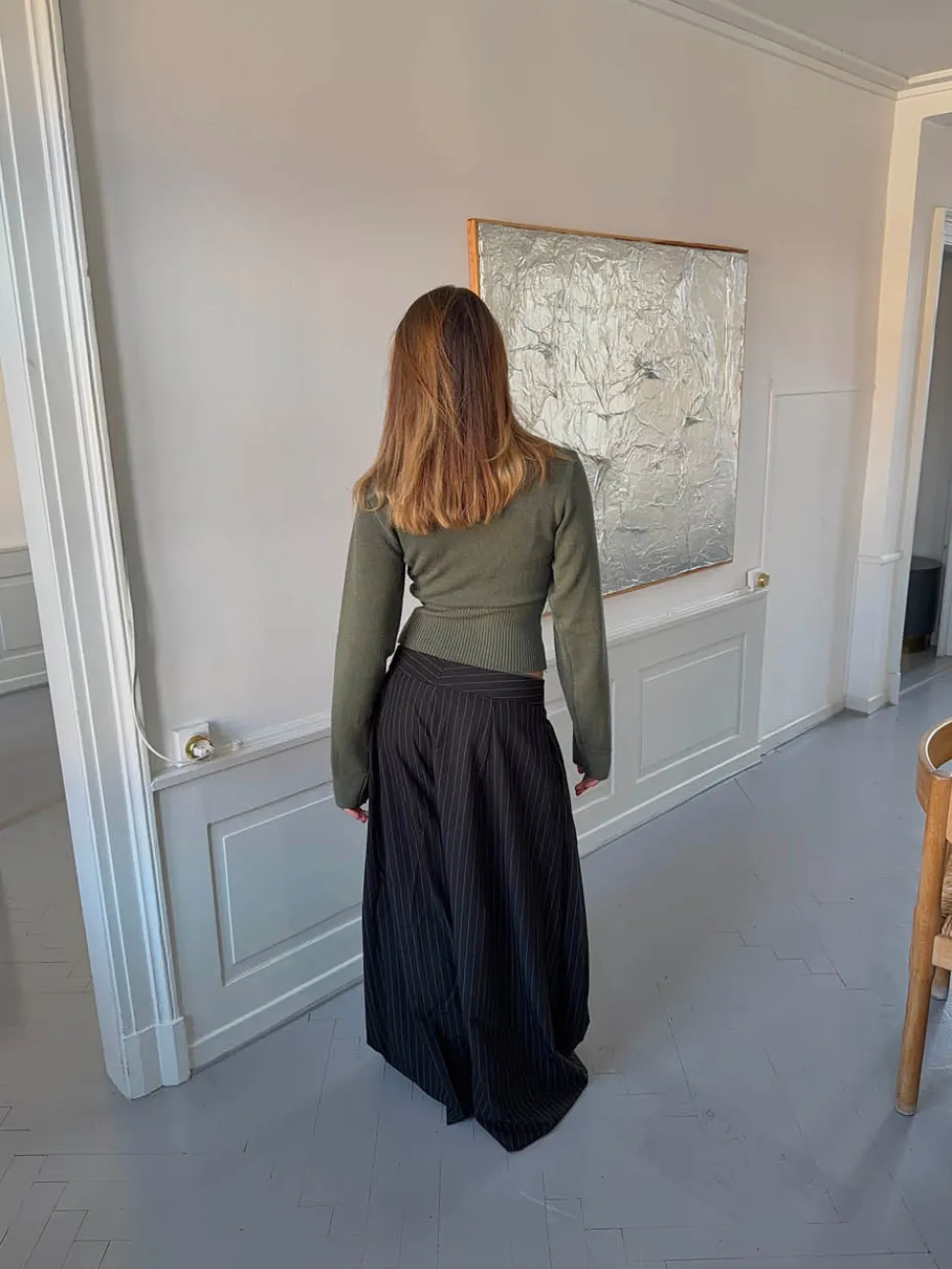 Klausa suitpants med nålestriber - Sort/hvid