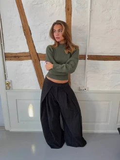 Klausa suitpants med nålestriber - Sort/hvid
