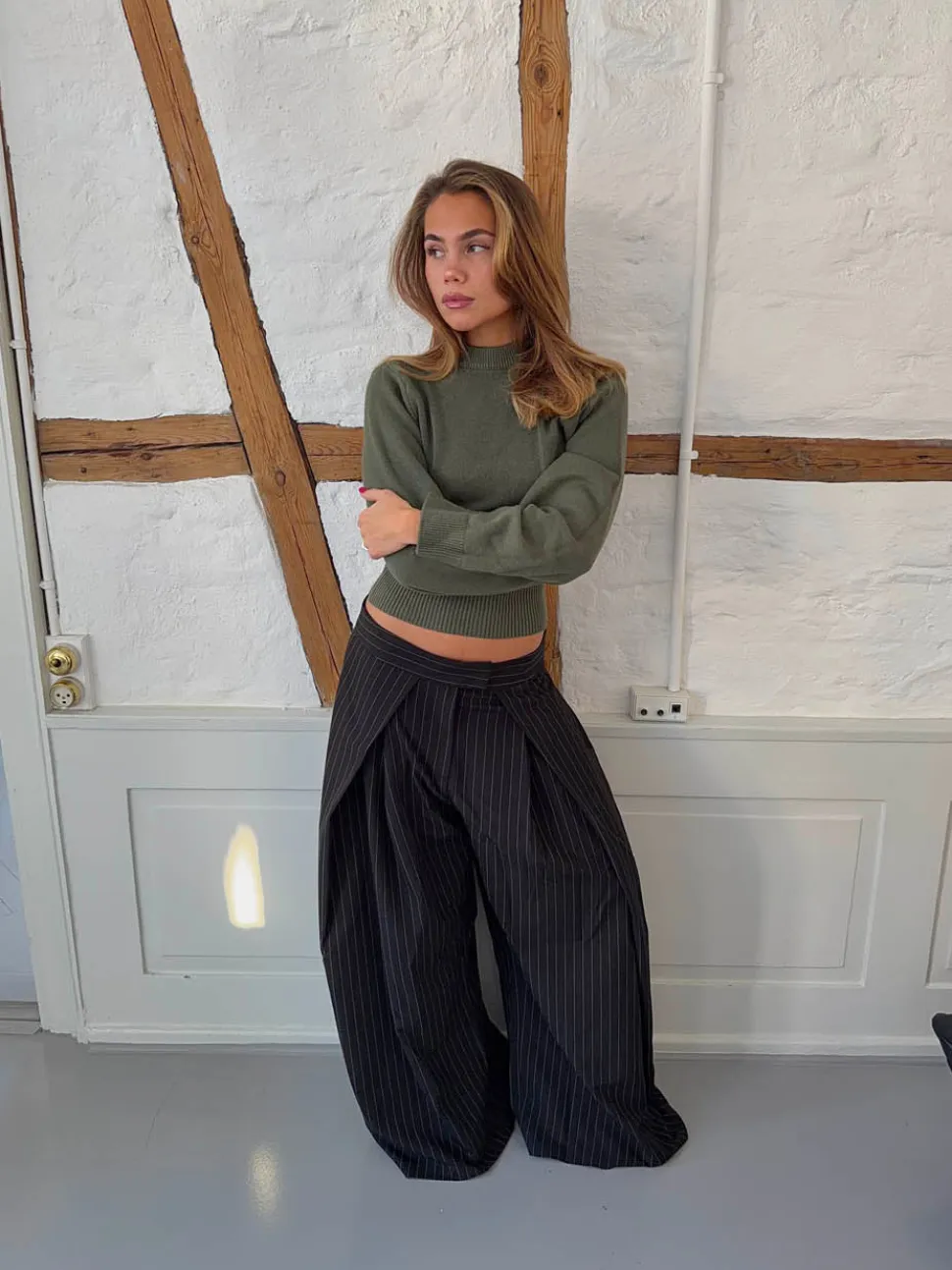 Klausa suitpants med nålestriber - Sort/hvid