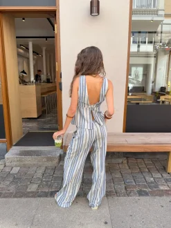 Kristiana bukser med striber - Blå/beige