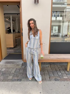Kristiana bukser med striber - Blå/beige