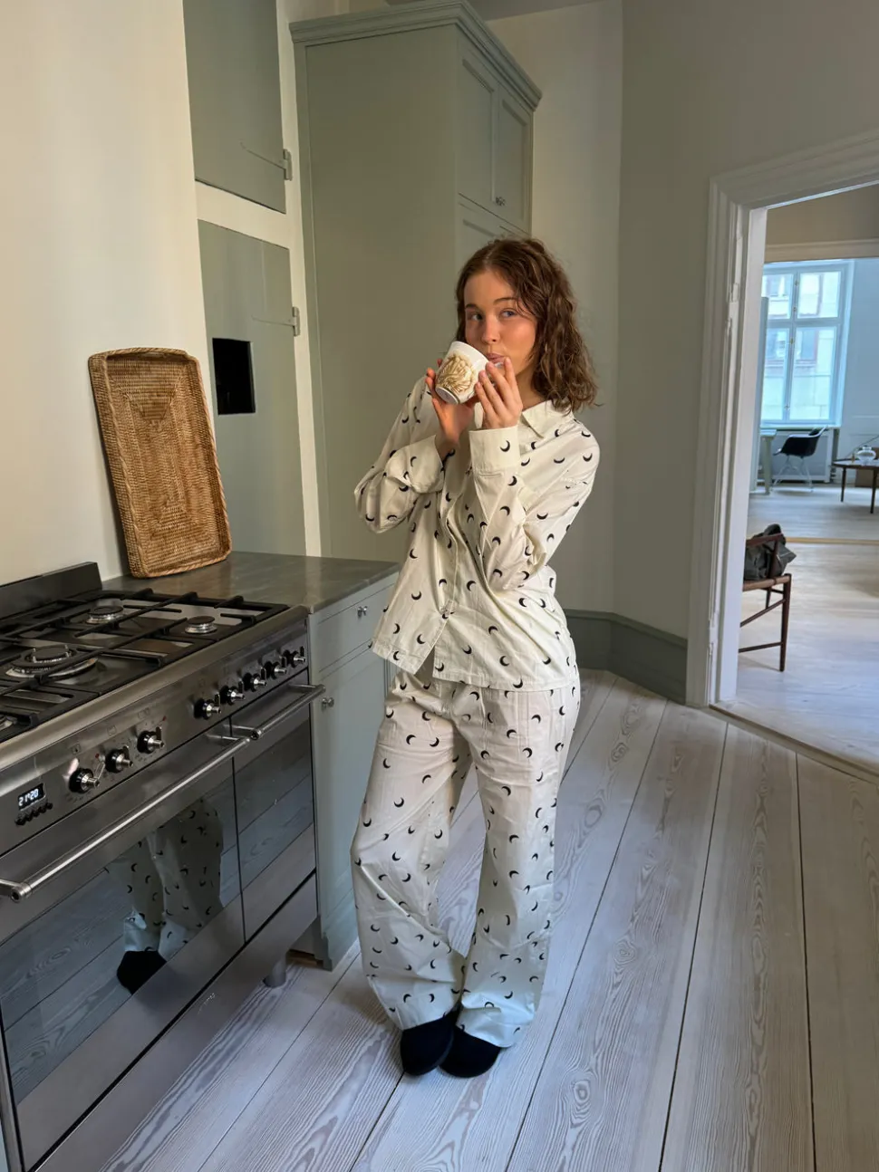 Kyla pyjamasbukser med halvmåner - Beige