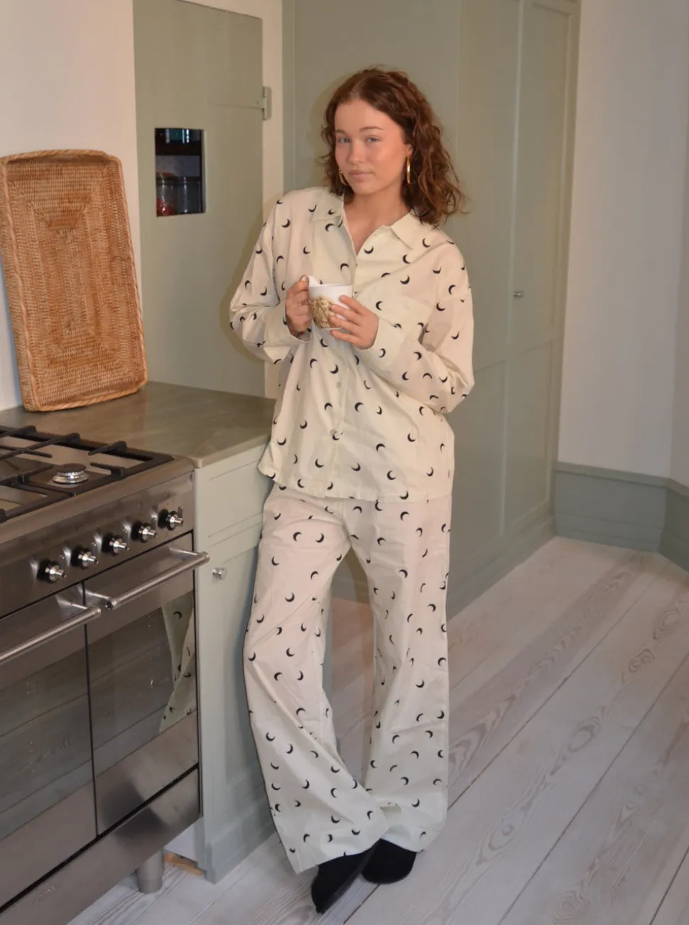 Kyla pyjamasbukser med halvmåner - Beige