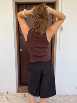 Lali top med knapper - Brun