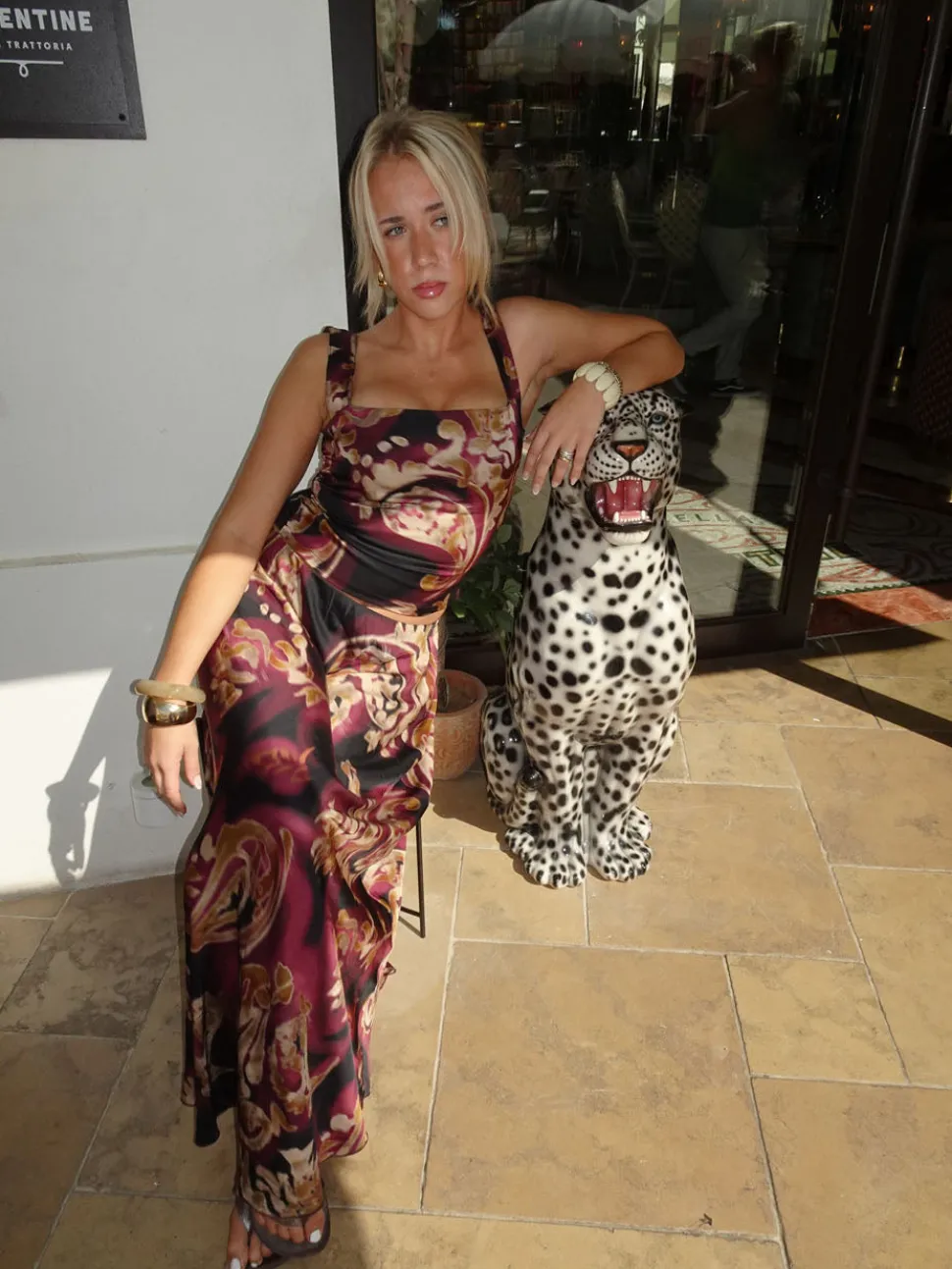 Latilde maxinederdel med print - Sort/beige/lilla