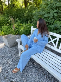 Laura pyjamasskjorte - Lyseblå