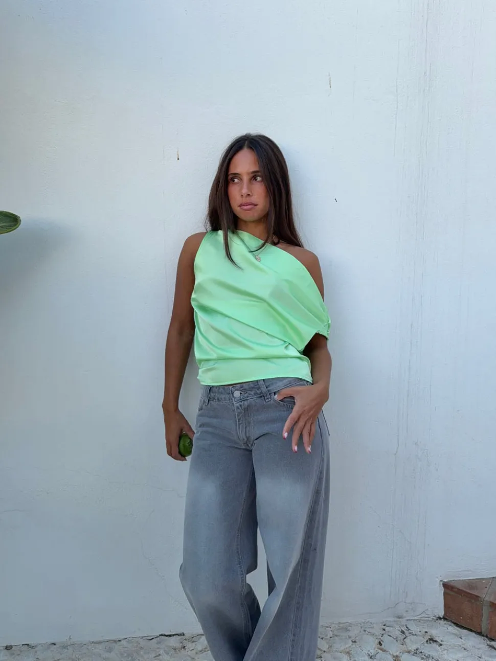 Lavina one shoulder top - Grøn