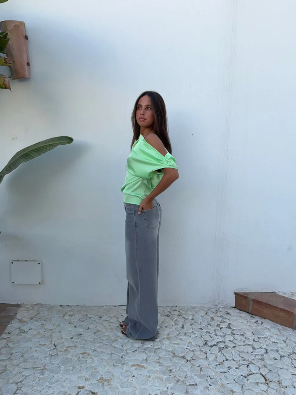 Lavina one shoulder top - Grøn