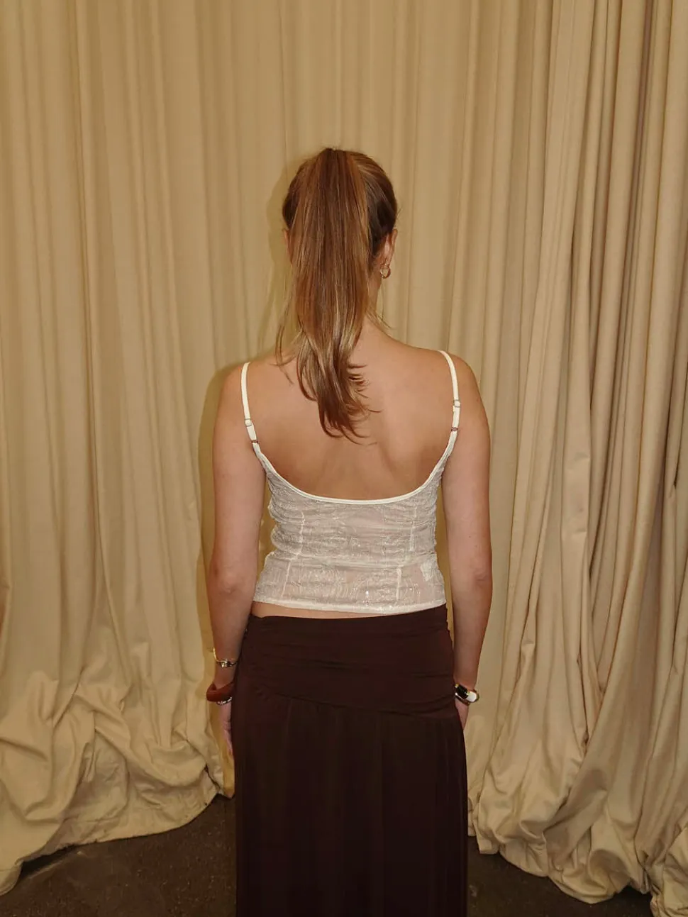Lelija top med pailletter - Off white
