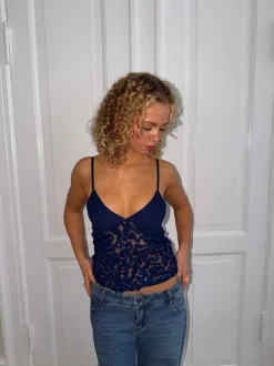 Lenia top med palietter - Navy