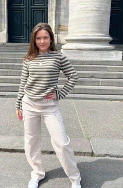 Leona striktrøje - Grå/beige