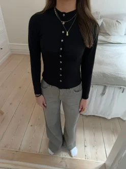 Leonora langærmet bluse - Sort