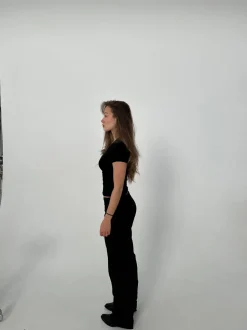 Lilia bukser i broderie anglaise - Sort