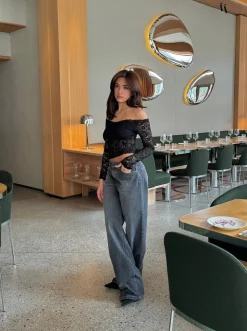 Lilly off shoulder blondebluse - Sort