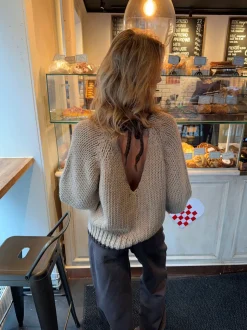 Lilou striktrøje - Beige/brun