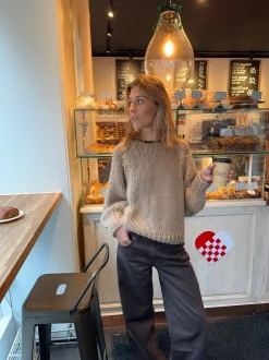 Lilou striktrøje - Beige/brun