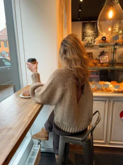 Lilou striktrøje - Beige/brun