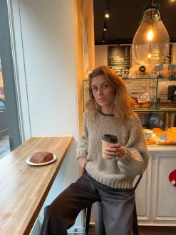 Lilou striktrøje - Beige/brun