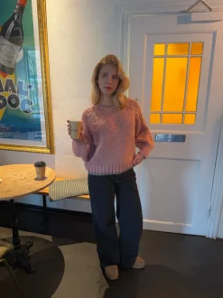 Lilou striktrøje - Lyserød/grå