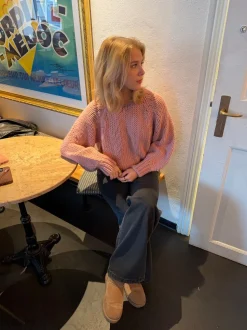Lilou striktrøje - Lyserød/grå
