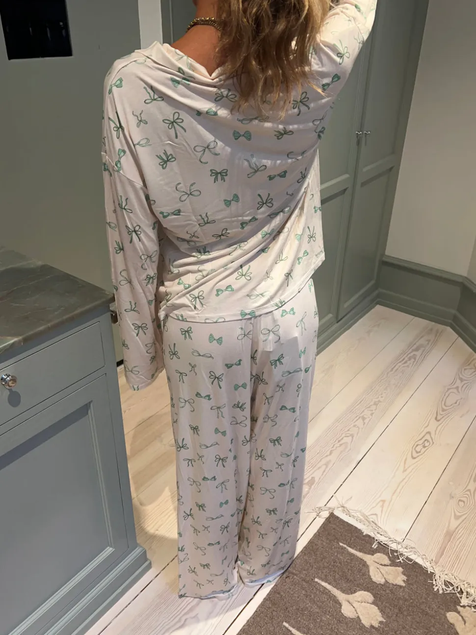 Linnea pyjamasbukser med sløjfer - Off white