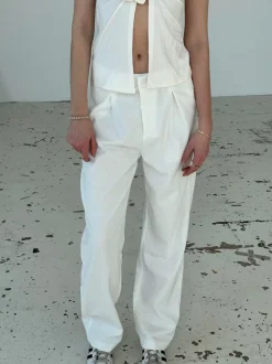 Lisette oversized suit bukser i fløjl - Off-white