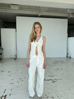 Lisette oversized suit bukser i fløjl - Off-white