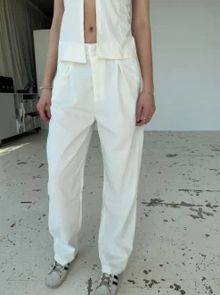 Lisette oversized suit bukser i fløjl - Off-white