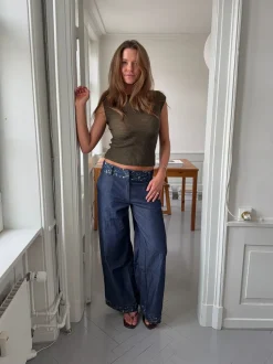 Lolita bukser med broderede blomster - Blå