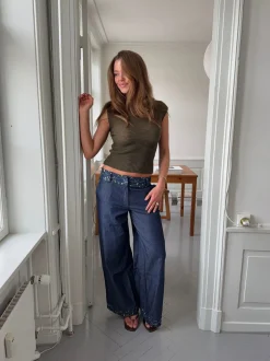 Lolita bukser med broderede blomster - Blå