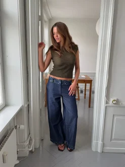 Lolita bukser med broderede blomster - Blå