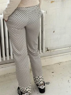 Lona lavtaljet satin bukser - Off-white/grøn