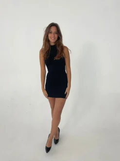 Lorraine halterneck glitterkjole - Sort