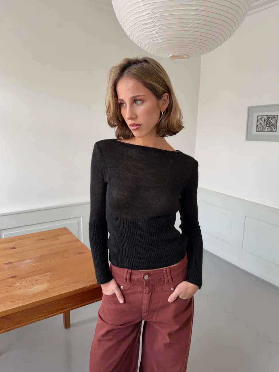 Lova figursyet striktrøje - Sort