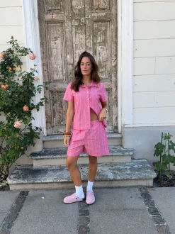 Lula shorts med striber - Pink/hvid/sort