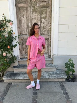 Lula shorts med striber - Pink/hvid/sort