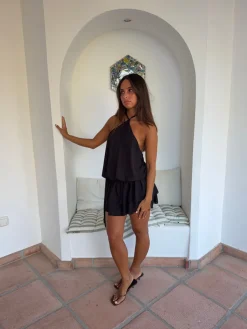 Lulitiana halterneck kjole - Sort