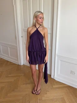 Lulitiana kjole med halterneck - Lilla