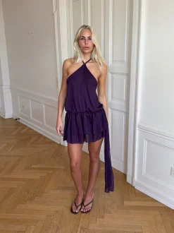 Lulitiana kjole med halterneck - Lilla