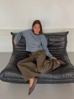 Lura bluse med striber - Blå/brun