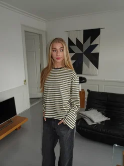 Lura bluse med striber - Gul/grå