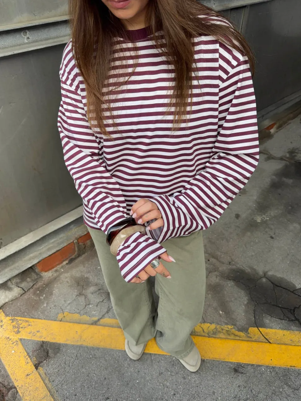 Lura bluse med striber - Rød/hvid