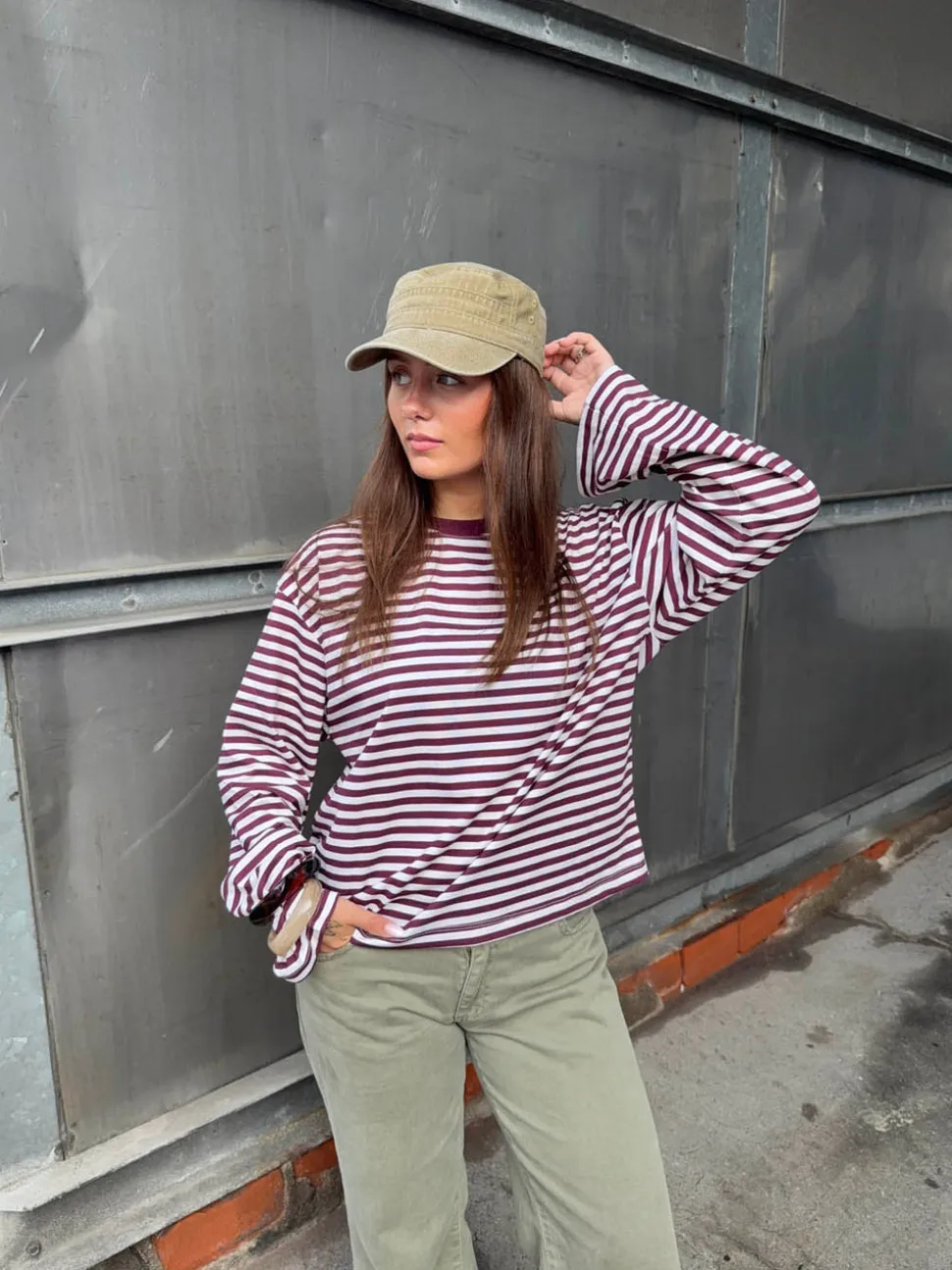 Lura bluse med striber - Rød/hvid