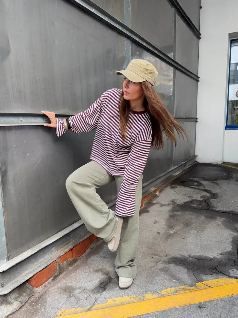 Lura bluse med striber - Rød/hvid