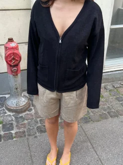 Madison cardigan med lynlås - Sort