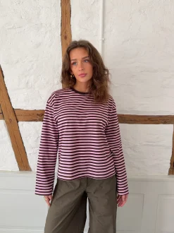 Main character energy bluse med striber - Pink/brun/gul