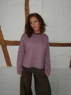 Main character energy bluse med striber - Pink/brun/gul