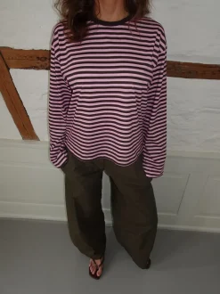 Main character energy bluse med striber - Pink/brun/gul