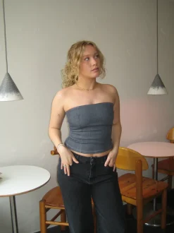Malina denimtop - Mørkegrå