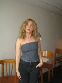 Malina denimtop - Mørkegrå